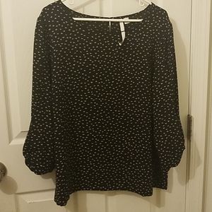 Lauren Conrad Black Bell 3/4 Sleeve Blouse